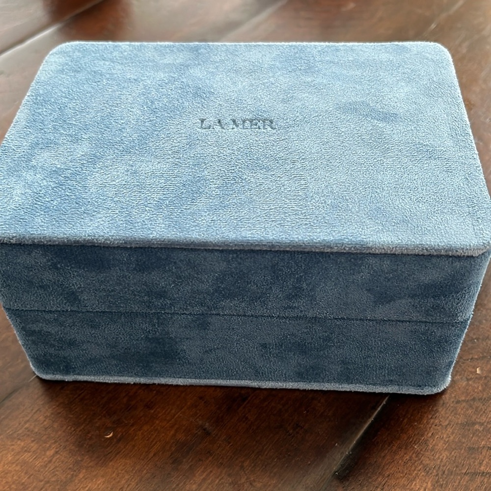 A blue suede Lamer box for sale